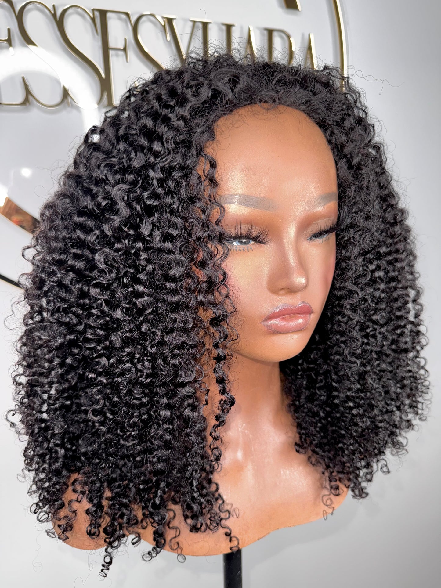NEW! Ready to Ship Plush Curly Half Wig 22”